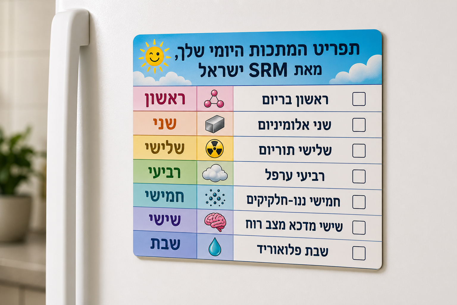 מגנט תפריט מתכות יומי